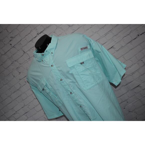 Columbia Men Size 5XB BIG PFG Performance Fishing Gear Shirt Vented Nylon Blue - Picture 3 of 8